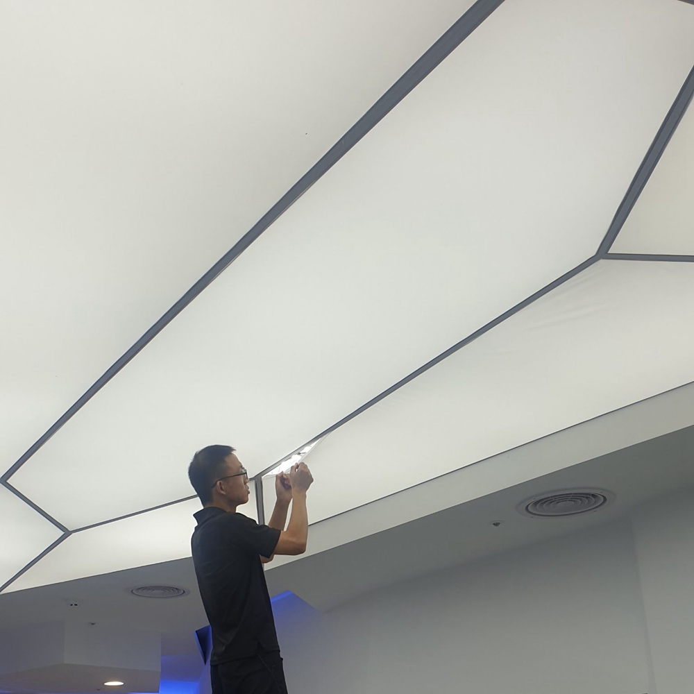 caja de luz de techo forma extrusión tela de la tensión perfil personalizado de aluminio seg