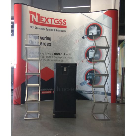 Exposición portátil Cabina de pared recta soporte de la bandera Telón de fondo de tejido en tensión o PVC