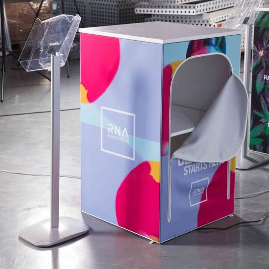 Exposición portátil Cabina de pared recta soporte de la bandera Telón de fondo de tejido en tensión o PVC